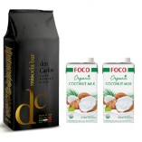 Кофе в зернах и 2 кокосовых молока